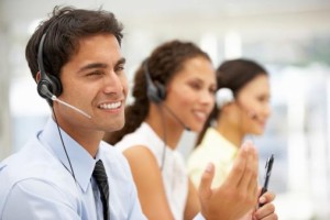 Businessman wearing headset